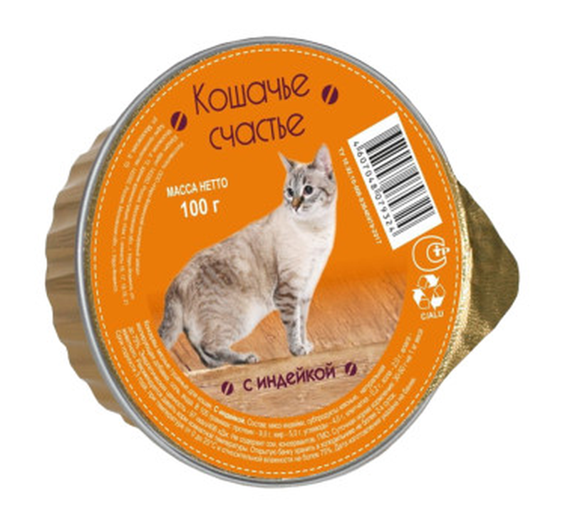 Кошачье счастье Ламистер Корм д/кошек индейка 100 гр