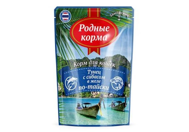 Заморские паучи д/кошек тунец с сибасом в желе по-тайски 70 гр