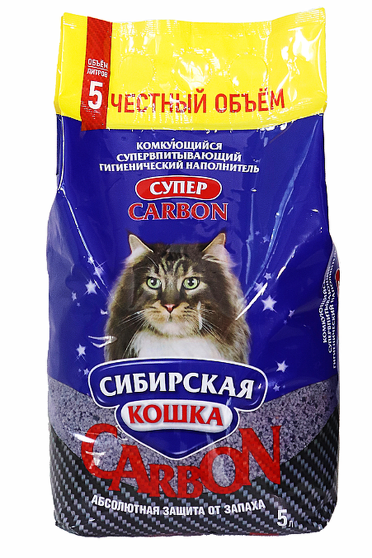 Супервпитывающий комкующийся наполнитель CARBON СУПЕР 5 л