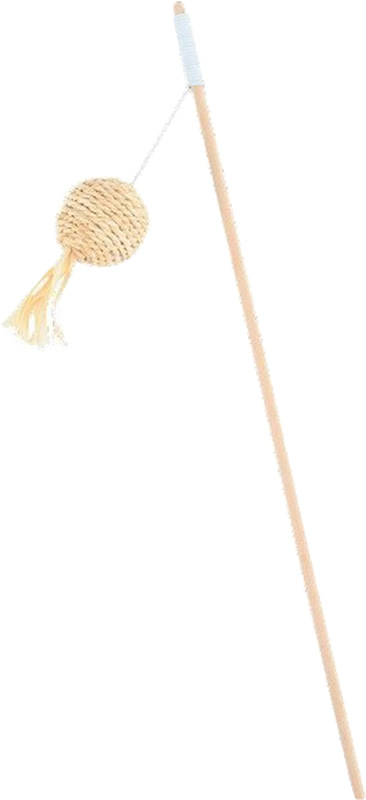 Удочка-дразнилка из кукурузных листьев и дерева для кошек «Мяч» 40 / 4 см