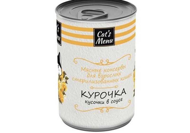 Корм консервированный д/взр. стерилизованных кошек с курочкой кусочки в соусе 340 гр