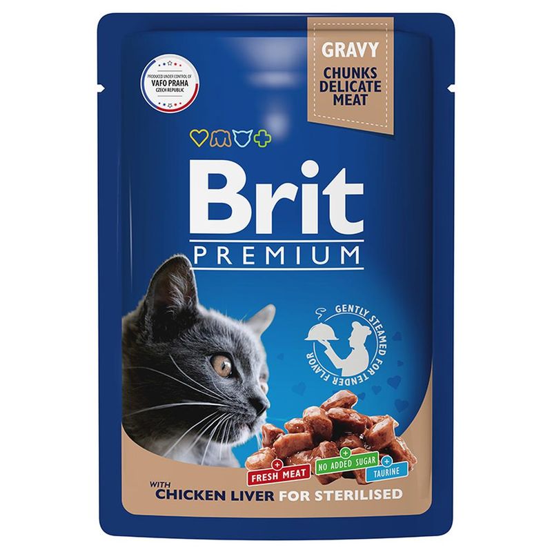 Brit Premium Cat Pouches Chicken Liver for Sterilised 85 гр
