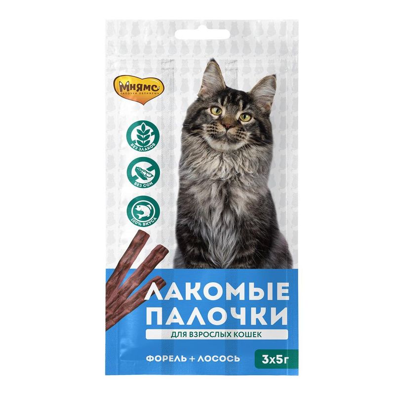 Лакомые палочки для кошек с Форелью и Лососем 50 гр (10 шт)