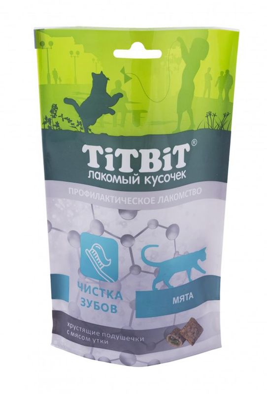 Хрустящие подушечки с мясом утки для чистки зубов для кошек 60 гр