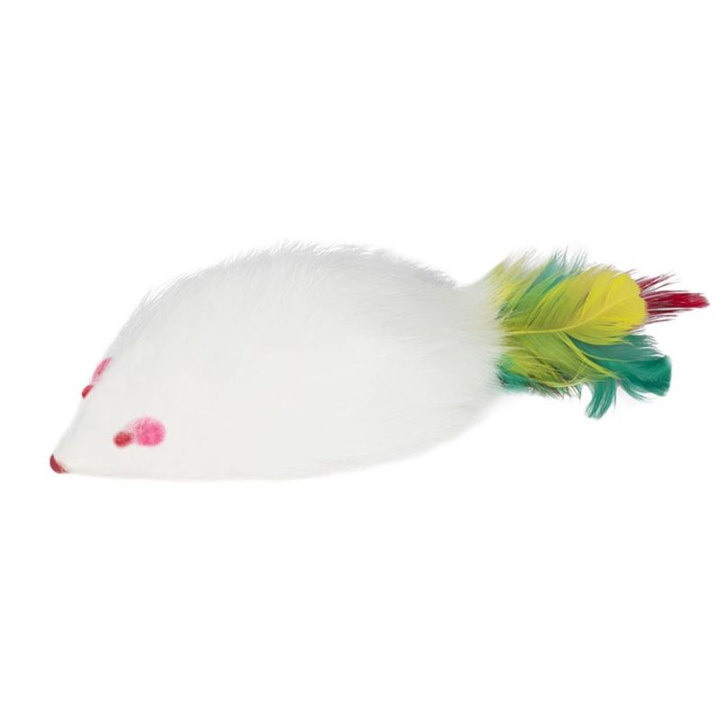 Игрушка д/кошек "Мышь-погремушка с пером" 60-65 мм